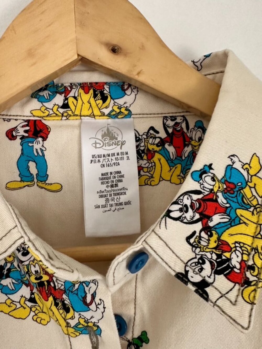 Disney Parks Mickey & Friends Print Long Sleeve Button Up Shirt Shacket NEW - Picture 2 of 8